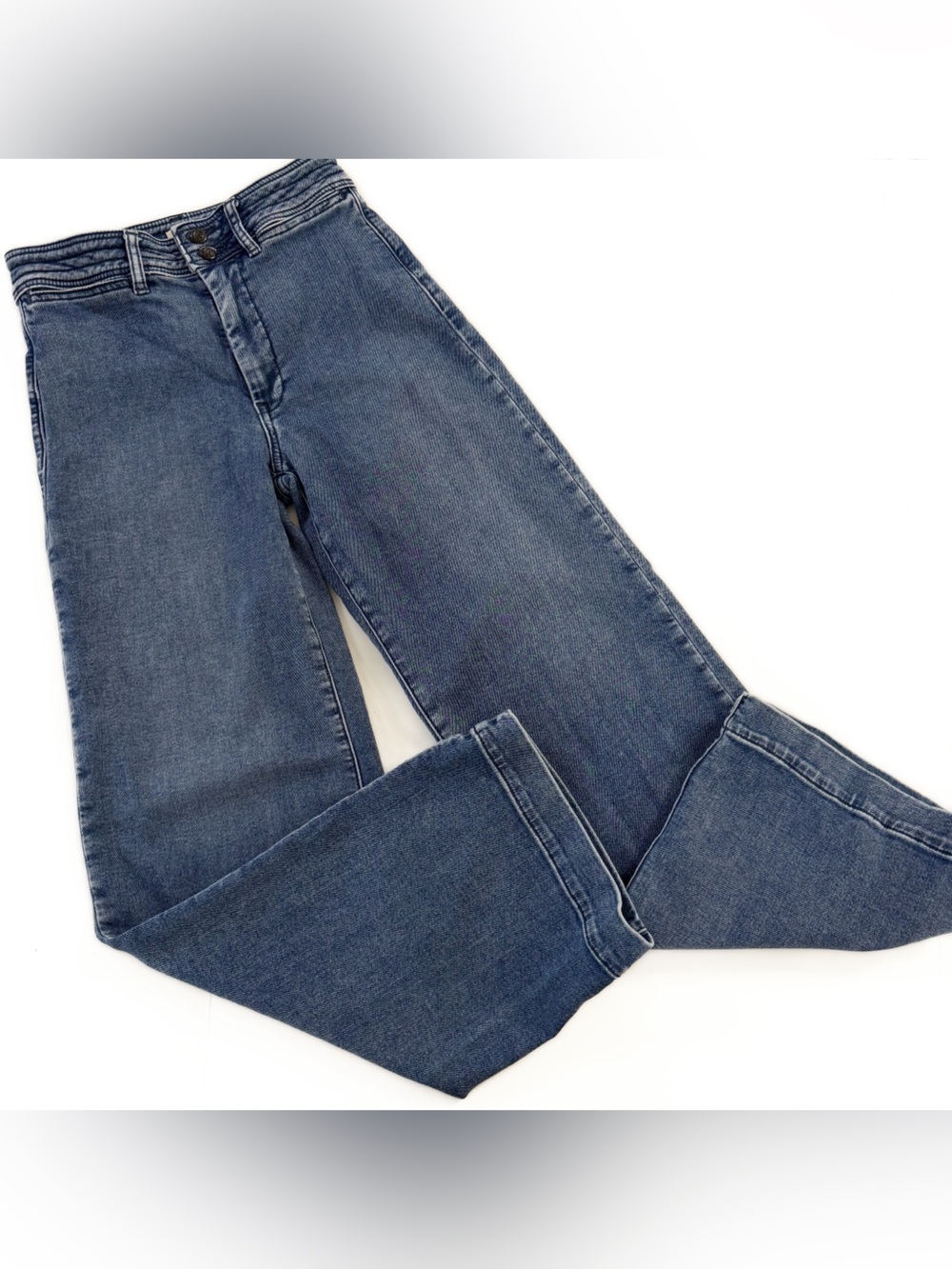 Faherty Jeans Womens 27 Stretch Terry Wide Leg Patch Pockets
